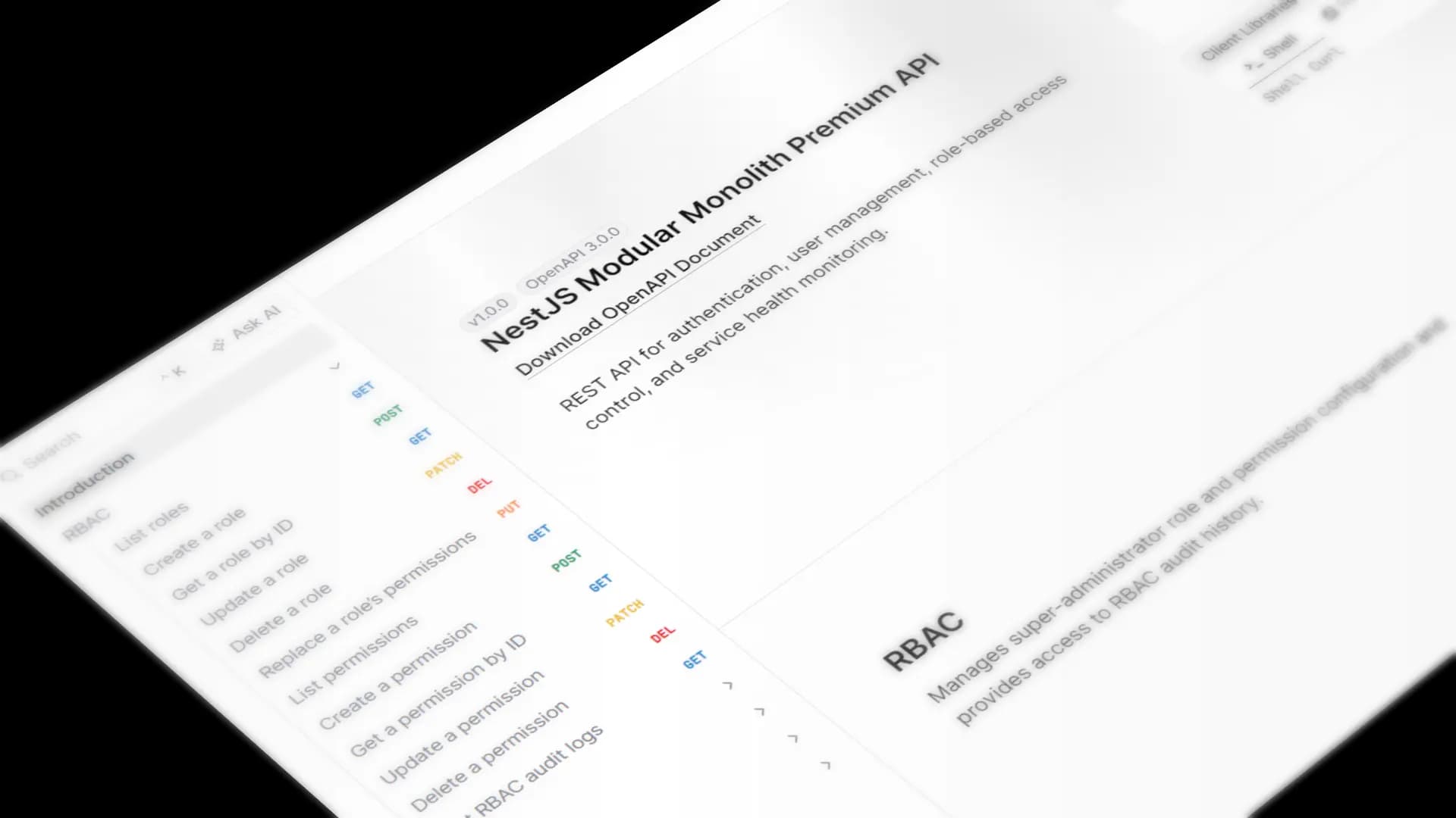 OpenAPI documentation and RBAC capabilities included with the Pro product